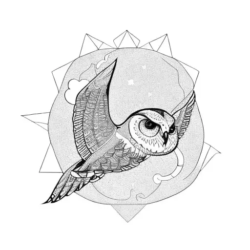 An owl soaring on a mountain peak with a swirling sky in the background and a snake bleading in tis claws tattoo design idea