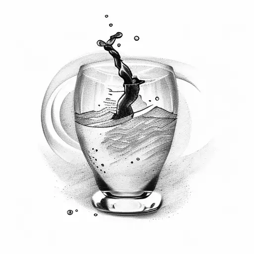 wine cup running over tattoo design idea