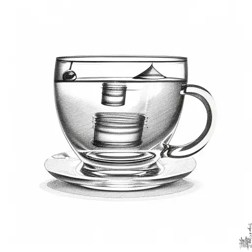 glass cup running over with wine tattoo design idea