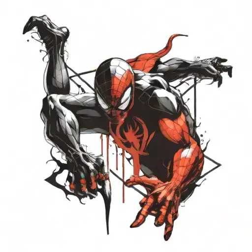 Spider-Man and Venom mixing it up tattoo design idea