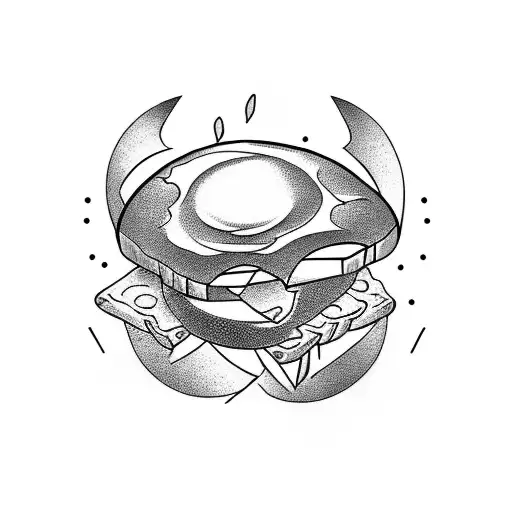 bread angry with cheese tattoo design idea