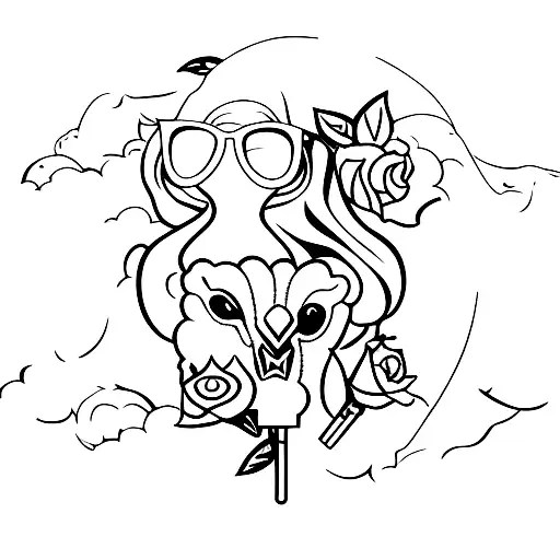 molotov cocktail with briar rose coming out of the bottle tattoo design idea