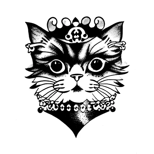 tortoiseshell Persian cat tattoo wearing a tiara tattoo design idea