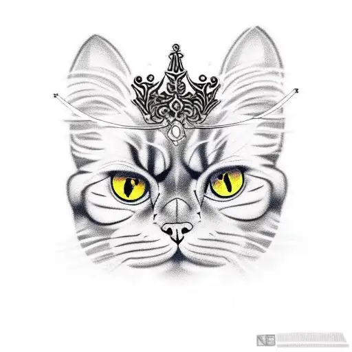 tortoiseshell Persian cat tattoo wearing a tiara tattoo design idea