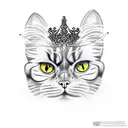 tortoiseshell Persian cat tattoo wearing a tiara tattoo design idea