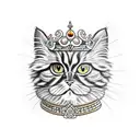 tortoiseshell Persian cat tattoo wearing a tiara tattoo design idea