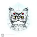 tortoiseshell Persian cat tattoo wearing a tiara tattoo design idea