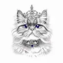 tortoiseshell Persian cat tattoo wearing a tiara tattoo design idea