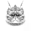 tortoiseshell Persian cat tattoo wearing a tiara tattoo design idea