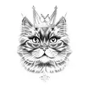 tortoiseshell Persian cat tattoo wearing a tiara tattoo design idea