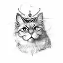tortoiseshell Persian cat tattoo wearing a tiara tattoo design idea