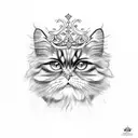 tortoiseshell Persian cat tattoo wearing a tiara tattoo design idea