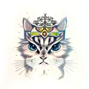tortoiseshell Persian cat tattoo wearing a tiara tattoo design idea