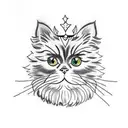 tortoiseshell Persian cat tattoo wearing a tiara tattoo design idea