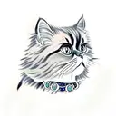 tortoiseshell Persian cat tattoo wearing a tiara tattoo design idea