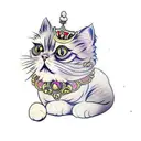 tortoiseshell Persian cat tattoo wearing a tiara tattoo design idea