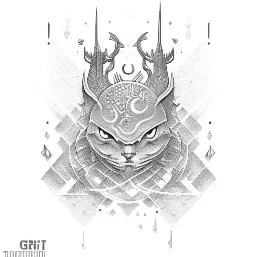 Dotwork Git Gud Tattoo Idea - BlackInk AI