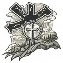 black flat cross on a hill tattoo design idea