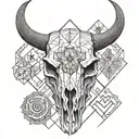 Buffalo skull tattoo design idea