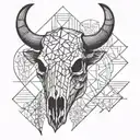 Buffalo skull tattoo design idea