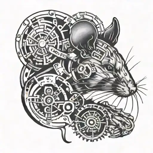 Tattoo of a rat symbolizing resourcefulness and intelligence, with a sci-fi twist tattoo design idea