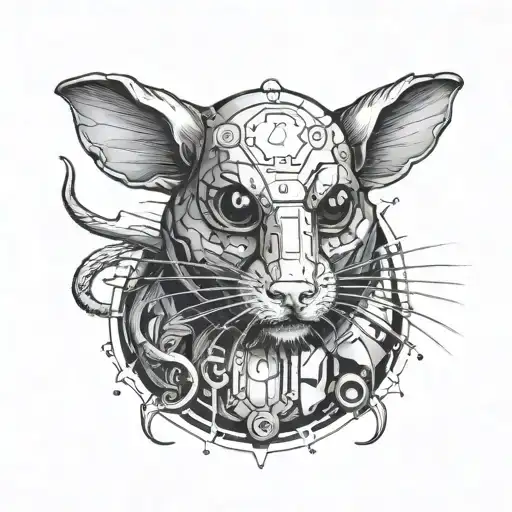 Tattoo of a spatiate muscle rat symbolizing resourcefulness and intelligence, with a sci-fi twist tattoo design idea