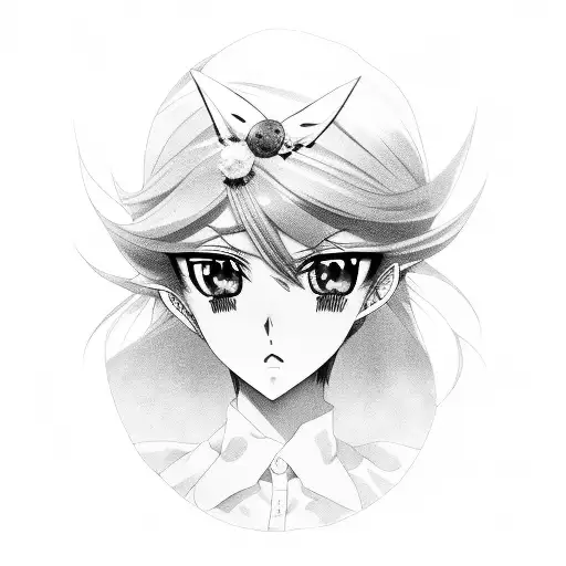 anime girl with big eyes bleed  tattoo design idea