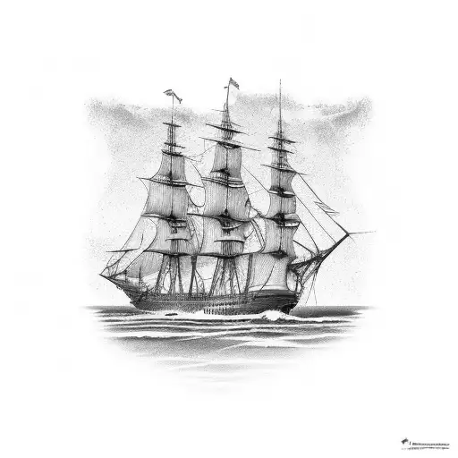 Three masted ship tattoo design idea