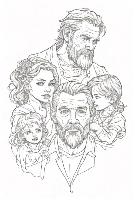 father of two daughters and son tattoo design idea