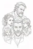 father of two daughters and son tattoo design idea