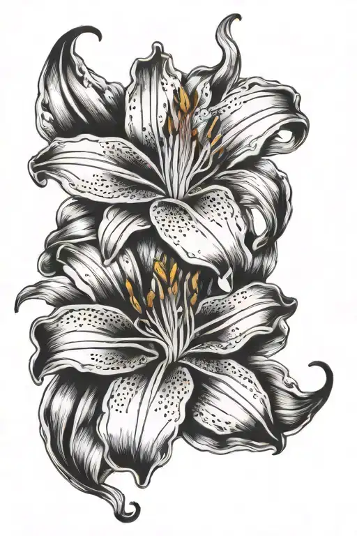 Stargazer lily flower tattoo design idea