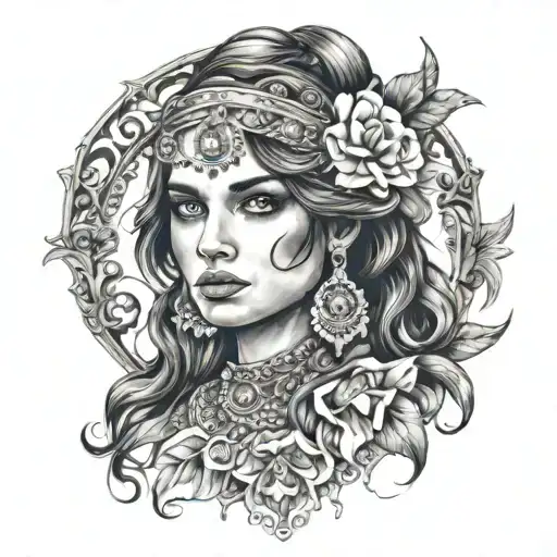 Gypsy girl tattoo design idea