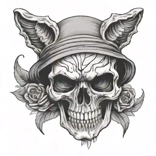 worried skull face tattoo design idea