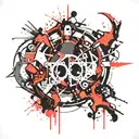 omega symbol with crazy design tattoo design idea