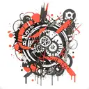 omega symbol with crazy design tattoo design idea