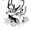 bambi with snowflake  tattoo design idea