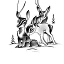 bambi with snowflake  tattoo design idea