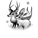 bambi with snowflake  tattoo design idea