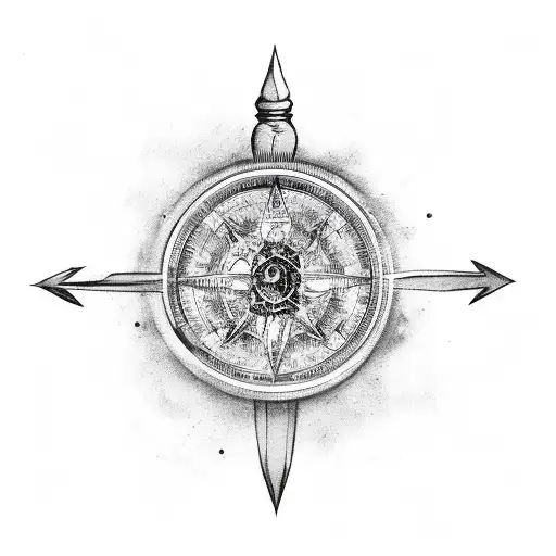 rose death love compass arrow loving tattoo design idea