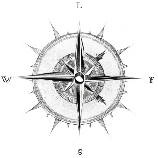 rose death love compass arrow tattoo design idea