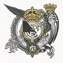 Combine the Real Madrid logo with a spartan helmet, incorporating elements of the tree of life and the map of Guyana tattoo design idea