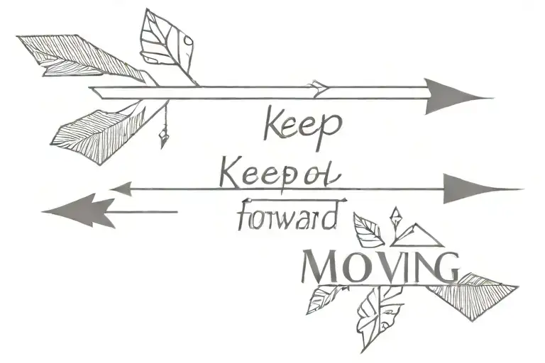 2 arrows going horizontal with the words keep moving forward between the arrows  tattoo design idea