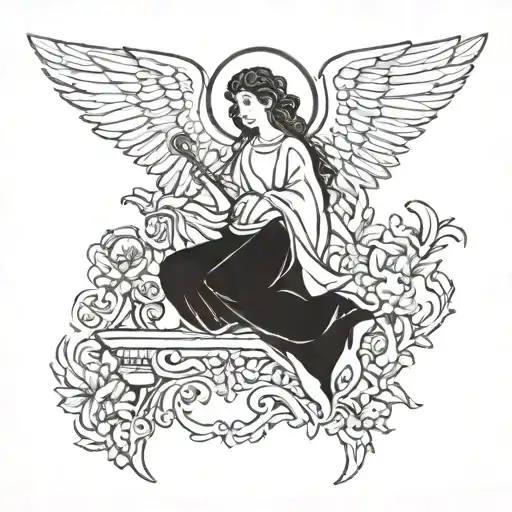 biblical angel tattoo design idea