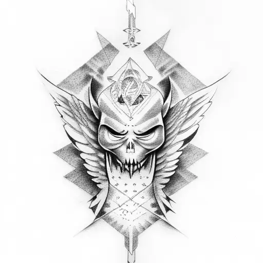 evil vs angel tattoo design idea