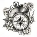 compass mixed with clock all in one   tattoo design idea