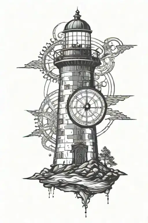 lighthouse shining a vegvisir viking compass tattoo design idea