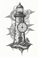 lighthouse shining a vegvisir viking compass tattoo design idea