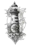 lighthouse shining a vegvisir viking compass tattoo design idea