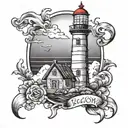 lighthouse, old school tattoo design idea