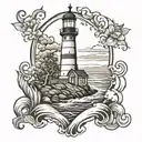 lighthouse, old school tattoo design idea